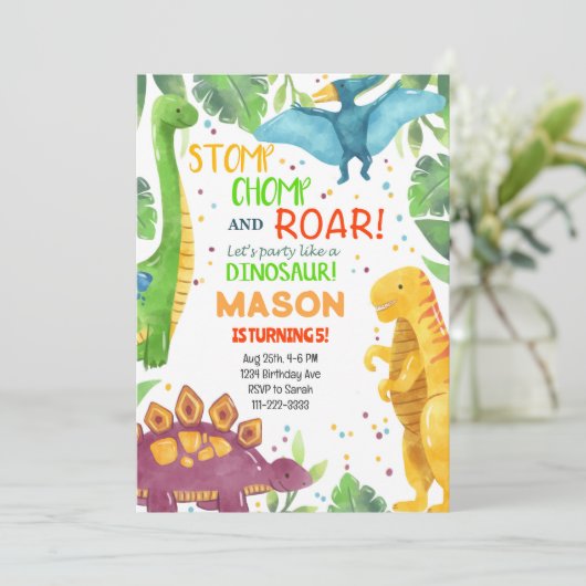 Faisons la fête comme un dinosaure Invitation d'an (Debout devant)