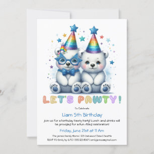 Faisons la fête ! Cute Ours Polaire Invitation d'a