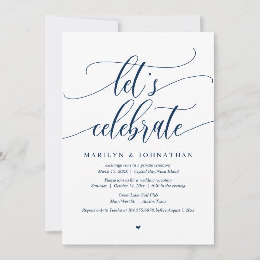 Faisons la fête Invitation de mariage en fuite (Devant)