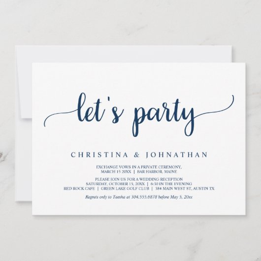 Faisons la fête, Invitation de mariage intimiste R (Devant)