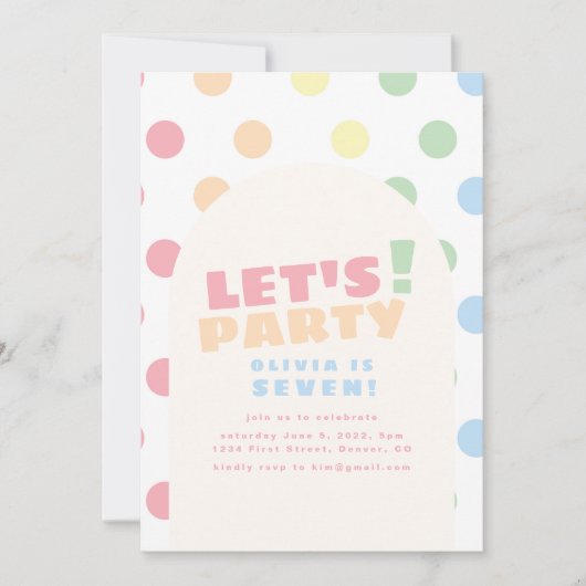 Faisons la fête Polka Dot Invitation d'anniversair (Devant)