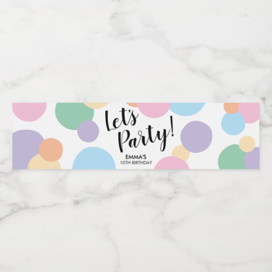 Faisons la fête Rainbow Confetti Étiquette bouteil (Étiquettes simples)