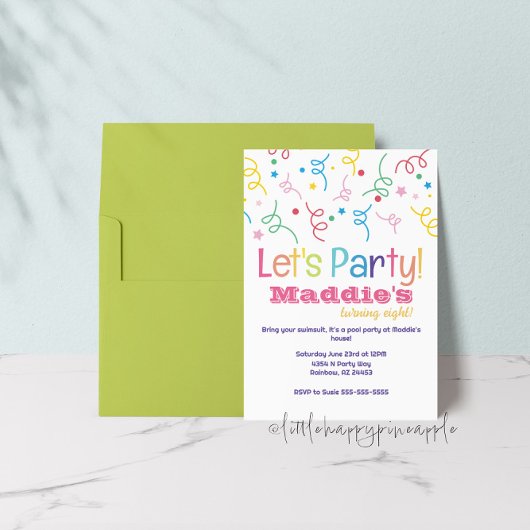 Faisons la fête Rainbow Confetti Invitation d'anni