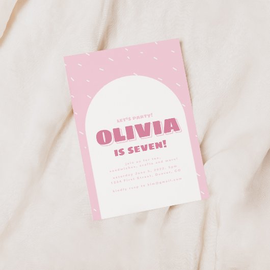 Faisons la fête rose Confetti Invitation d'anniver