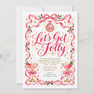 Faisons la Fête Rose Ruban Rouge Invitation pour S
