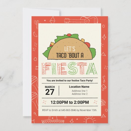 Faisons la Fiesta ! Cartes d'invitation modifiable (Devant)