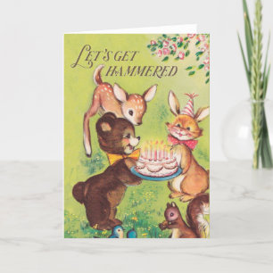 Faisons-nous marteler - drôle vintage carte d'anni