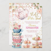 Faisons par-Tea fille invitation d'anniversaire, T (Devant / Derrière)