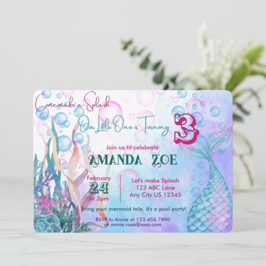 Faisons une invitation de sirène Splash (Debout devant)