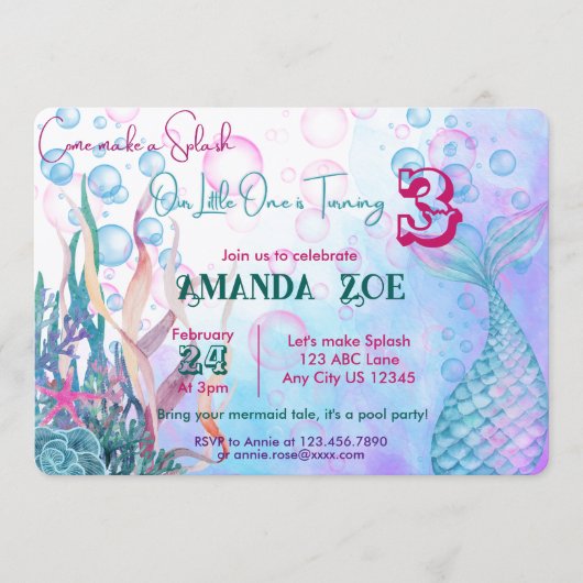 Faisons une invitation de sirène Splash (Devant)