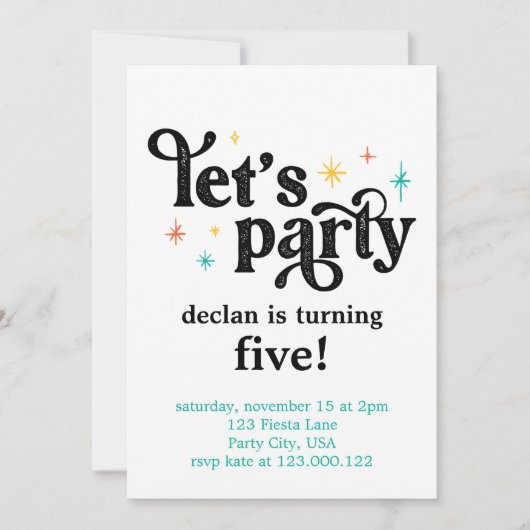 Faisons une simple invitation d'anniversaire (Devant)