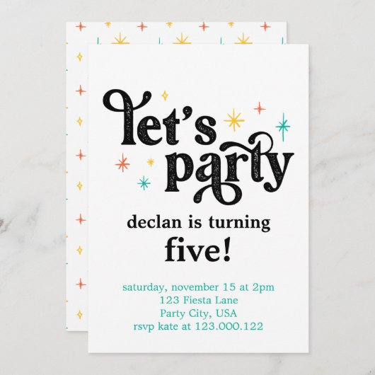 Faisons une simple invitation d'anniversaire (Devant / Derrière)
