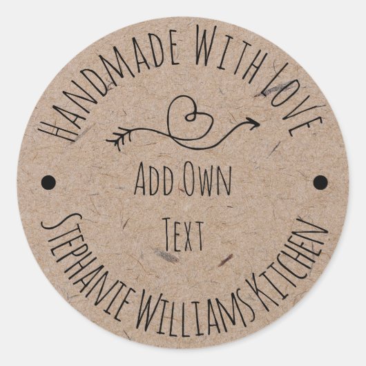 Fait à la main avec Love Kraft Étiquette papier | (Devant)