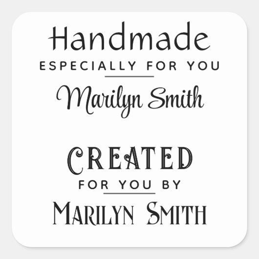 Fait à la main et créé par vous, Étiquette cadeau, (Devant)