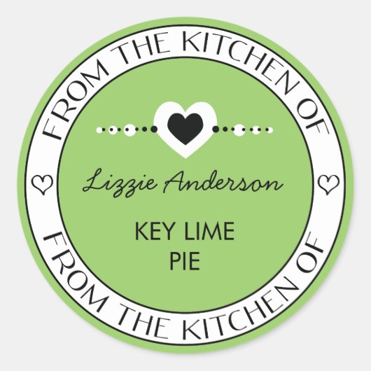 Fait avec amour de la cuisine du Étiquette | Vert (Devant)