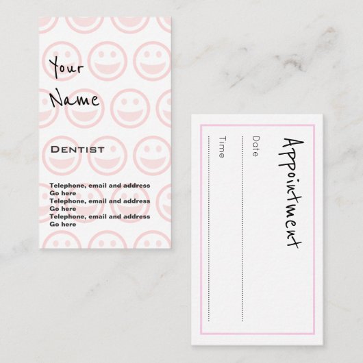"Fait écho" des cartes de rendez-vous de dentiste (Devant / Derrière)