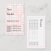 "Fait écho" des cartes des prix de comptable (Devant / Derrière)