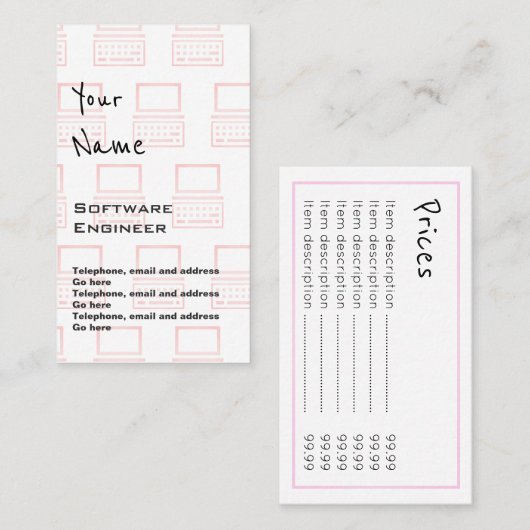 "Fait écho" des cartes des prix de Software (Devant / Derrière)