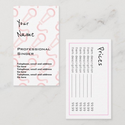 "Fait écho" les cartes professionnelles des prix (Devant / Derrière)