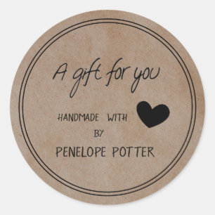 Fait main avec amour par votre nom Kraft étiquette