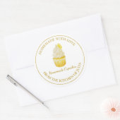 Fait maison avec amour Étiquette Cupcake | Blanc (Enveloppe)