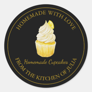 Fait maison avec amour Étiquette Cupcake Noir