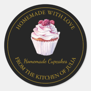 Fait maison avec amour Étiquette Cupcake Noir