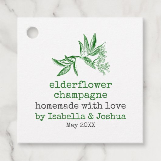Fait maison avec amour étiquette Elderflower Chanp (Devant)