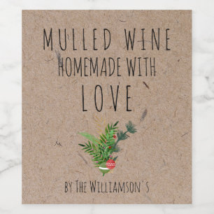 Fait maison avec amour Vin Mulled Kraft Étiquette