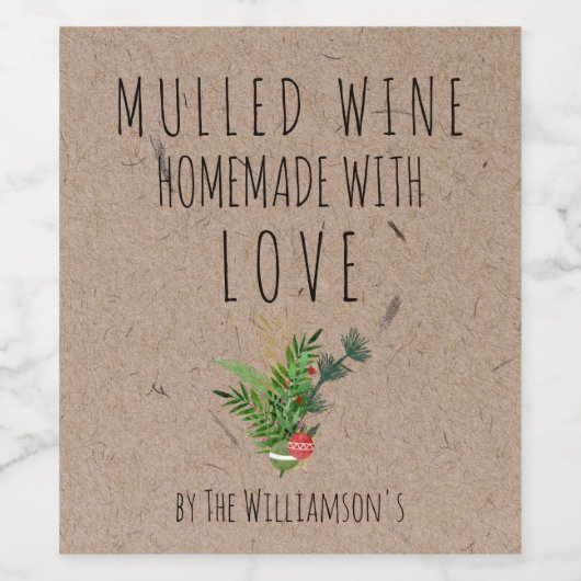 Fait maison avec amour Vin Mulled Kraft Étiquette  (Étiquettes simples)
