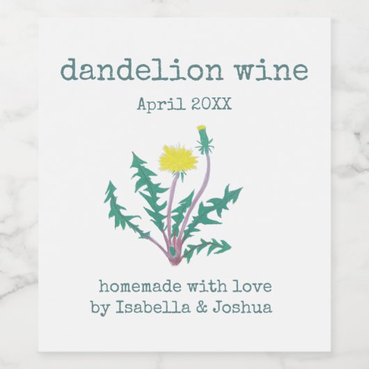 Fait maison avec étiquette à vin Dandelion (Étiquettes simples)