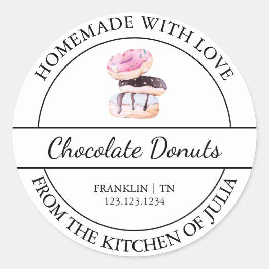 Fait Maison Avec Étiquette De Donut Amoureux (Devant)