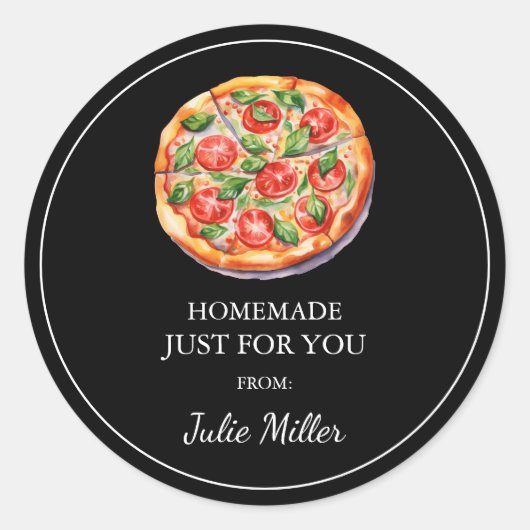 Fait maison juste pour vous étiquette à pizza (Devant)