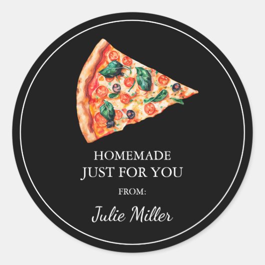 Fait maison juste pour vous étiquette à pizza (Devant)