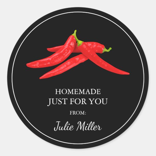 Fait maison juste pour vous étiquette de piment (Devant)