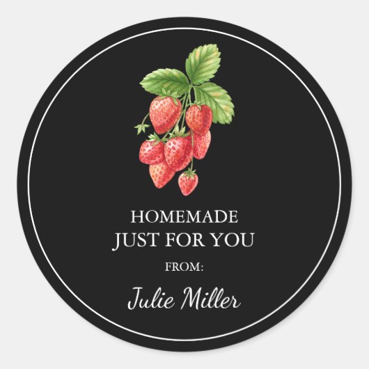 Fait maison juste pour vous étiquette fraise (Devant)