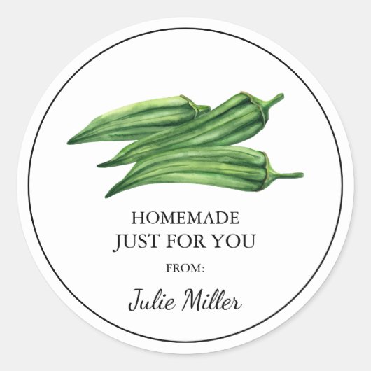 Fait maison juste pour vous étiquette okra (Devant)