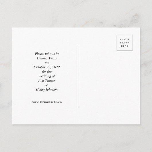 Faites gagner la date *Engaging la carte postale (Dos)