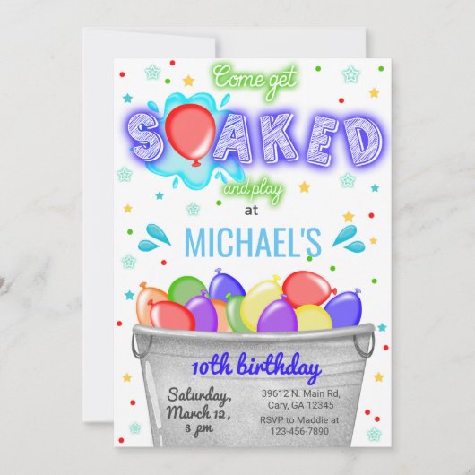 Faites trempette, invitation d'anniversaire de bal (Devant)
