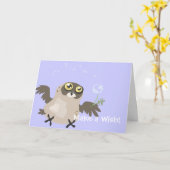Faites un voeu ! Carte de voeux Owl (Fleur jaune)