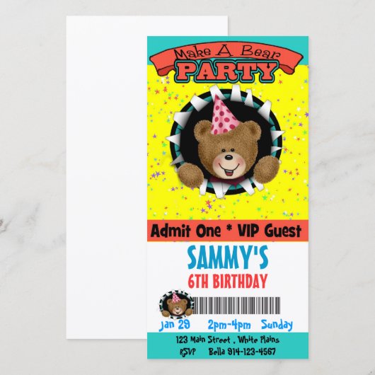 Faites une invitation à une fête d'ours (Devant / Derrière)