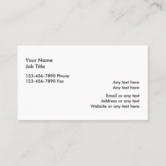 Faites vos propres Cartes de visite (Dos)