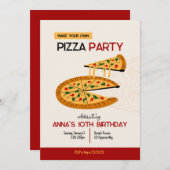Faites votre propre pizza Invitation fête d'annive (Devant / Derrière)