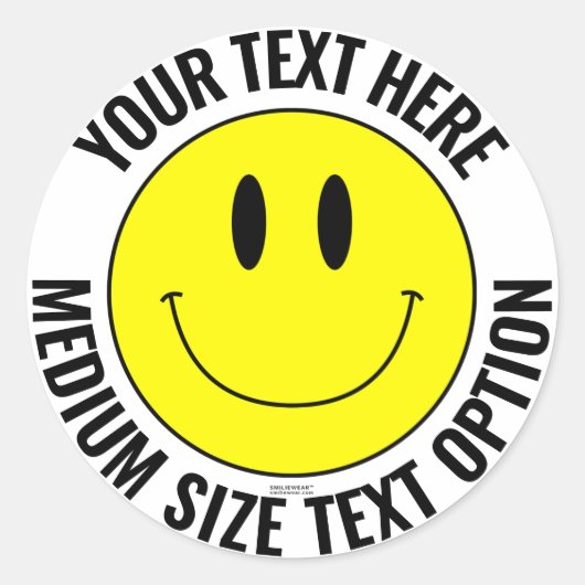 Faites votre propre Smilie Sticker rond (texte moy (Devant)