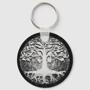Faith and Hope Tree of Life Black and White Sleutelhanger