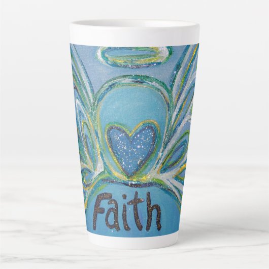 Faith Angel Word Art Custom Latte Mok Cup (Voorkant)