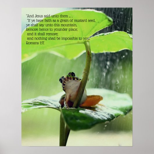 Faith Bible Verse Inspirerend Cute Green Frog Poster (Voorkant)