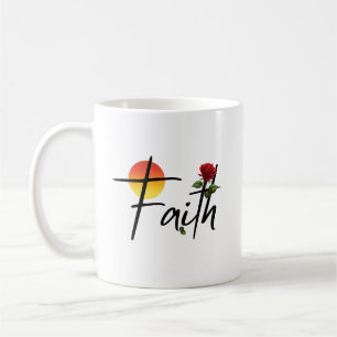 Faith Black Typografie met Roos Koffiemok