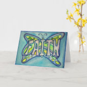 Faith Blue Butterfly Art Greeting ou cartes de not (Fleur jaune)