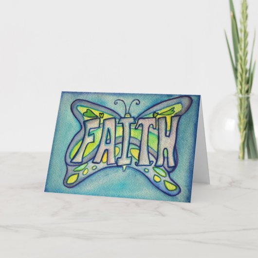 Faith Blue Butterfly Art Greeting ou cartes de not (Devant)